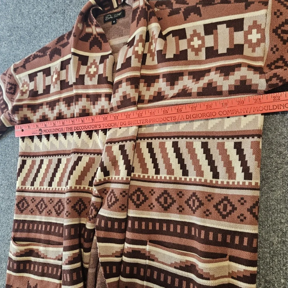 Waterfall Cardigan Sweater Aztec Print Size Medium By On Twelfth Drape Front